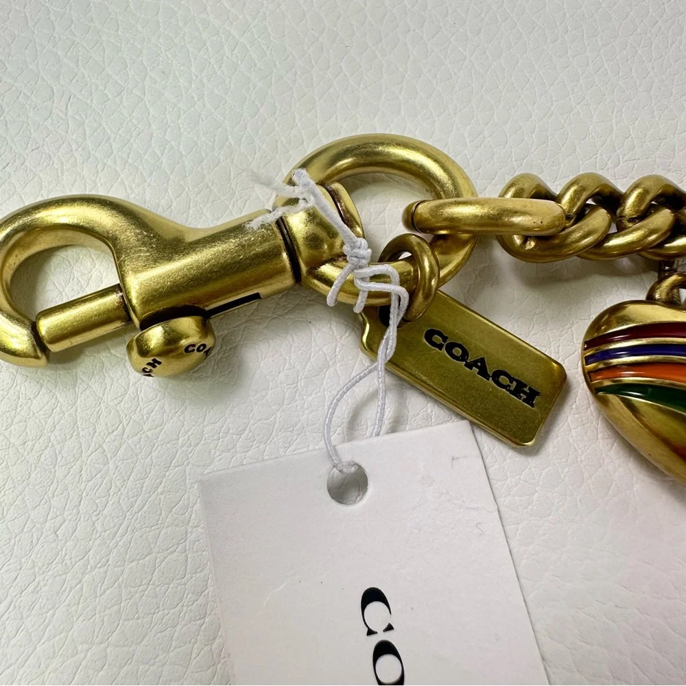 Women’s Coach Gold Chain Motif Key Holder with Decorative Charms - Picture 3 of 6